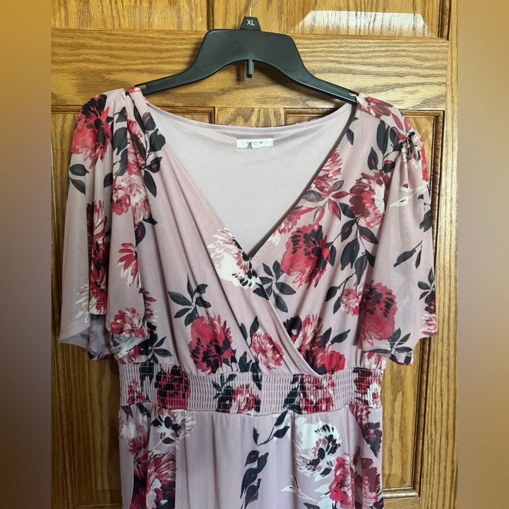 Maurices Pink Floral Midi Dress - Large - Picture 4 of 5